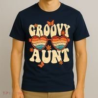 Retro Groovy Aunt 70s Aesthetic 1970's Mother's Day T-Shirt thumb 3