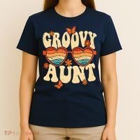 Retro Groovy Aunt 70s Aesthetic 1970's Mother's Day T-Shirt thumb 4