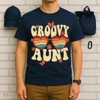 Retro Groovy Aunt 70s Aesthetic 1970's Mother's Day T-Shirt thumb 6