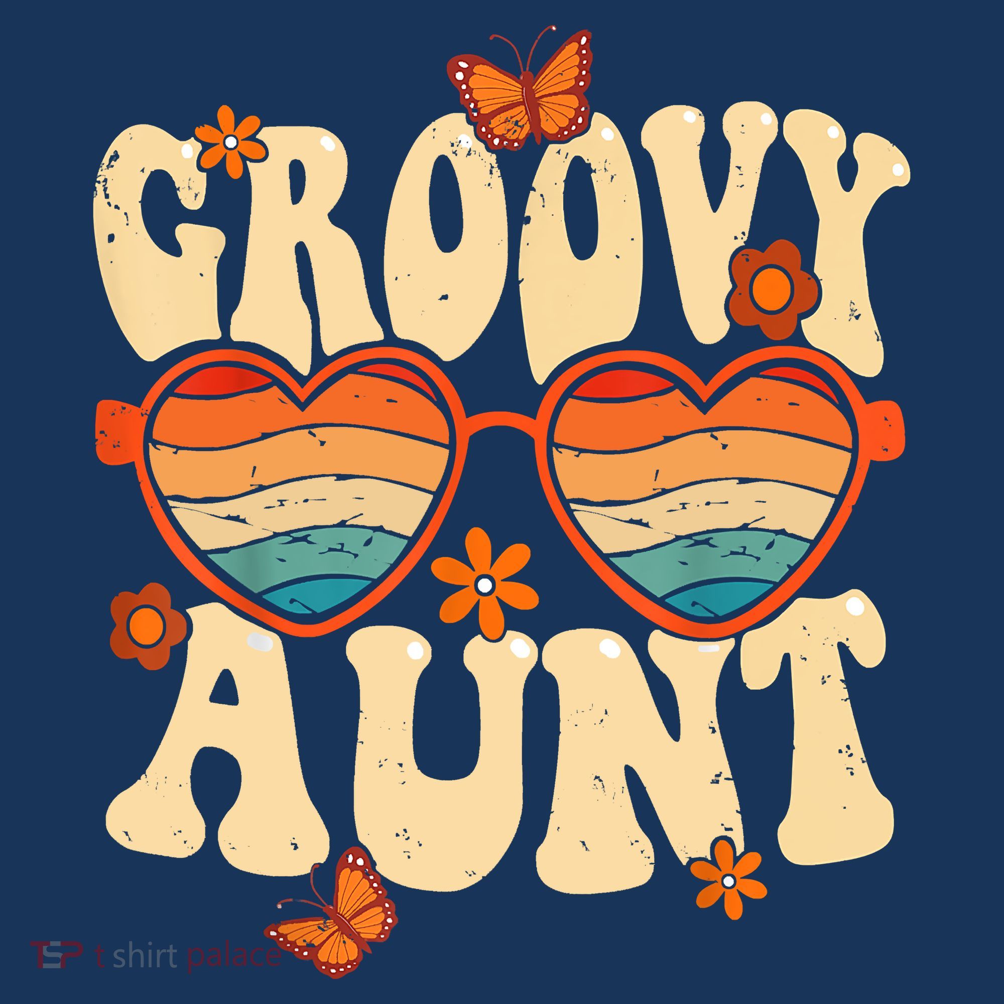 Retro Groovy Aunt 70s Aesthetic 1970's Mother's Day T-Shirt