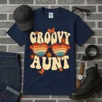 Retro Groovy Aunt 70s Aesthetic 1970's Mother's Day Tall T-Shirt thumb 3