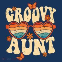 Retro Groovy Aunt 70s Aesthetic 1970's Mother's Day Tall T-Shirt thumb 4