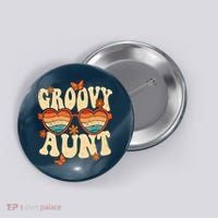 Retro Groovy Aunt 70s Aesthetic 1970's Mother's Day Button thumb 0