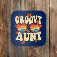 Retro Groovy Aunt 70s Aesthetic 1970's Mother's Day Coaster thumb 0