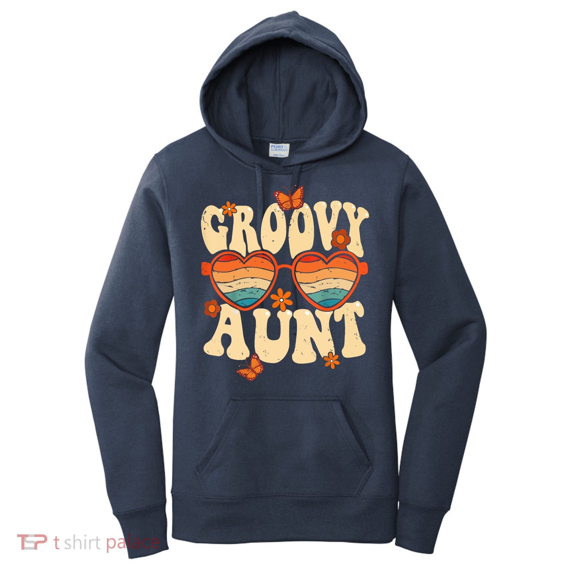 Retro Groovy Aunt 70s Aesthetic 1970's Mother's Day Women's Hoodie