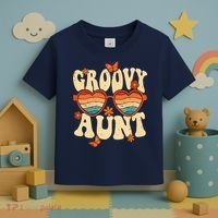 Retro Groovy Aunt 70s Aesthetic 1970's Mother's Day Toddler T-Shirt thumb 3