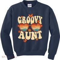 Retro Groovy Aunt 70s Aesthetic 1970's Mother's Day Kids Sweatshirt thumb 0