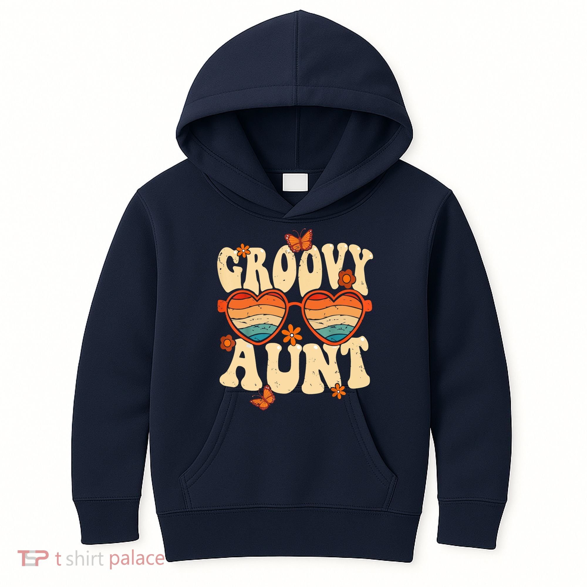 Retro Groovy Aunt 70s Aesthetic 1970's Mother's Day Kids Hoodie