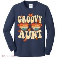 Retro Groovy Aunt 70s Aesthetic 1970's Mother's Day Kids Long Sleeve Shirt thumb 0