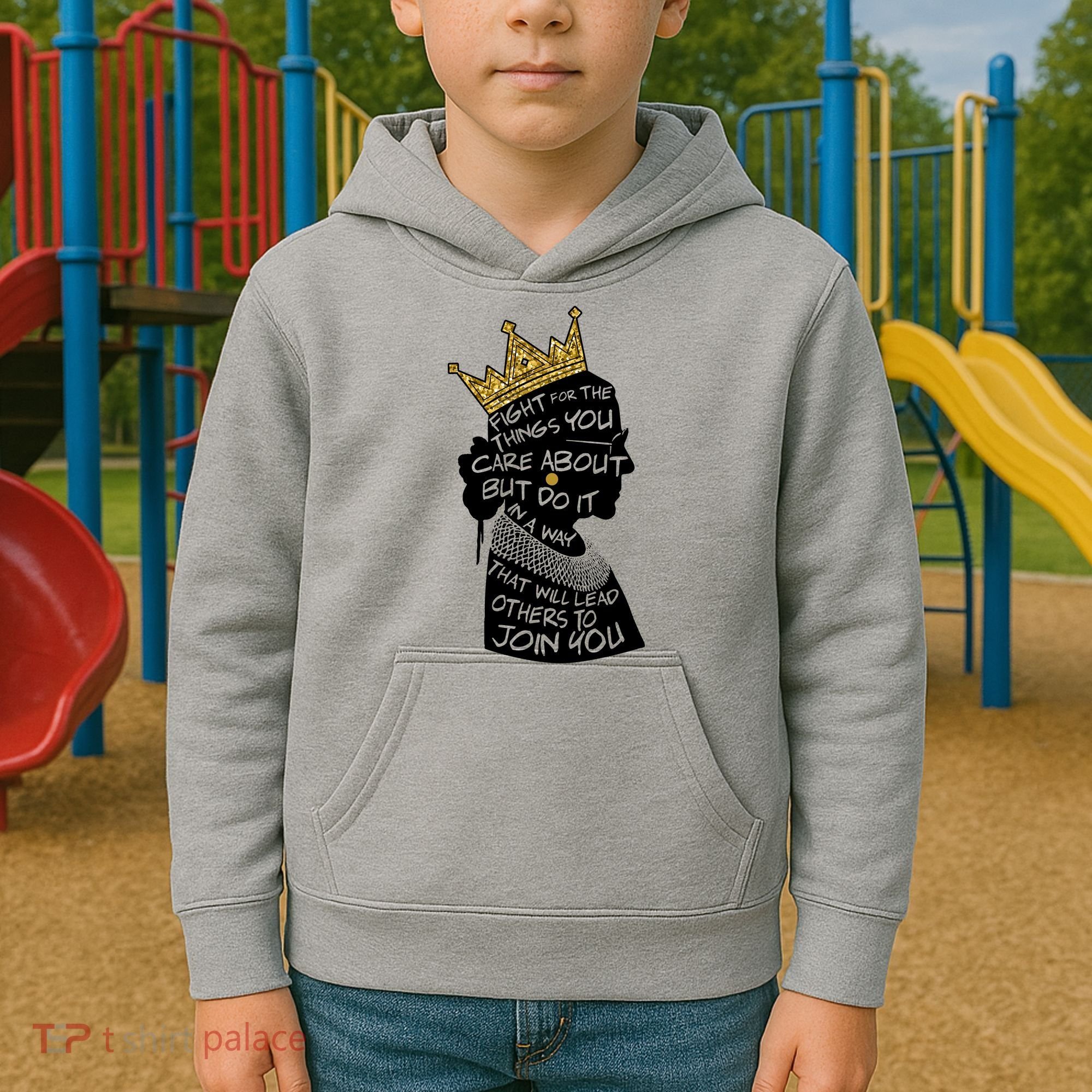 RGB Queen Crown Quote Tribute Ruth Bader Ginsburg Kids Hoodie