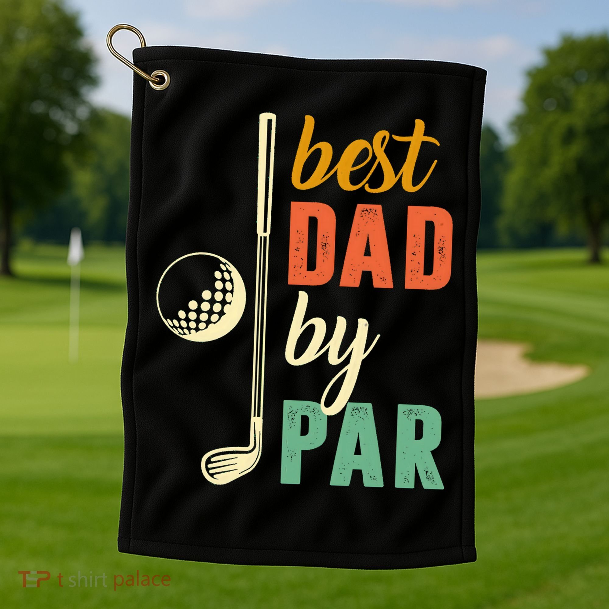 Retro Golf Best Dad By Par Gift For Father's Day Golf Towel