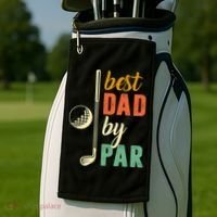 Retro Golf Best Dad By Par Gift For Father's Day Golf Towel thumb 2