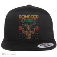 Reindeer Gainz Brodolf Ugly Christmas Sweater Gym Workout Great Gift Flat Bill Trucker Hat thumb 0