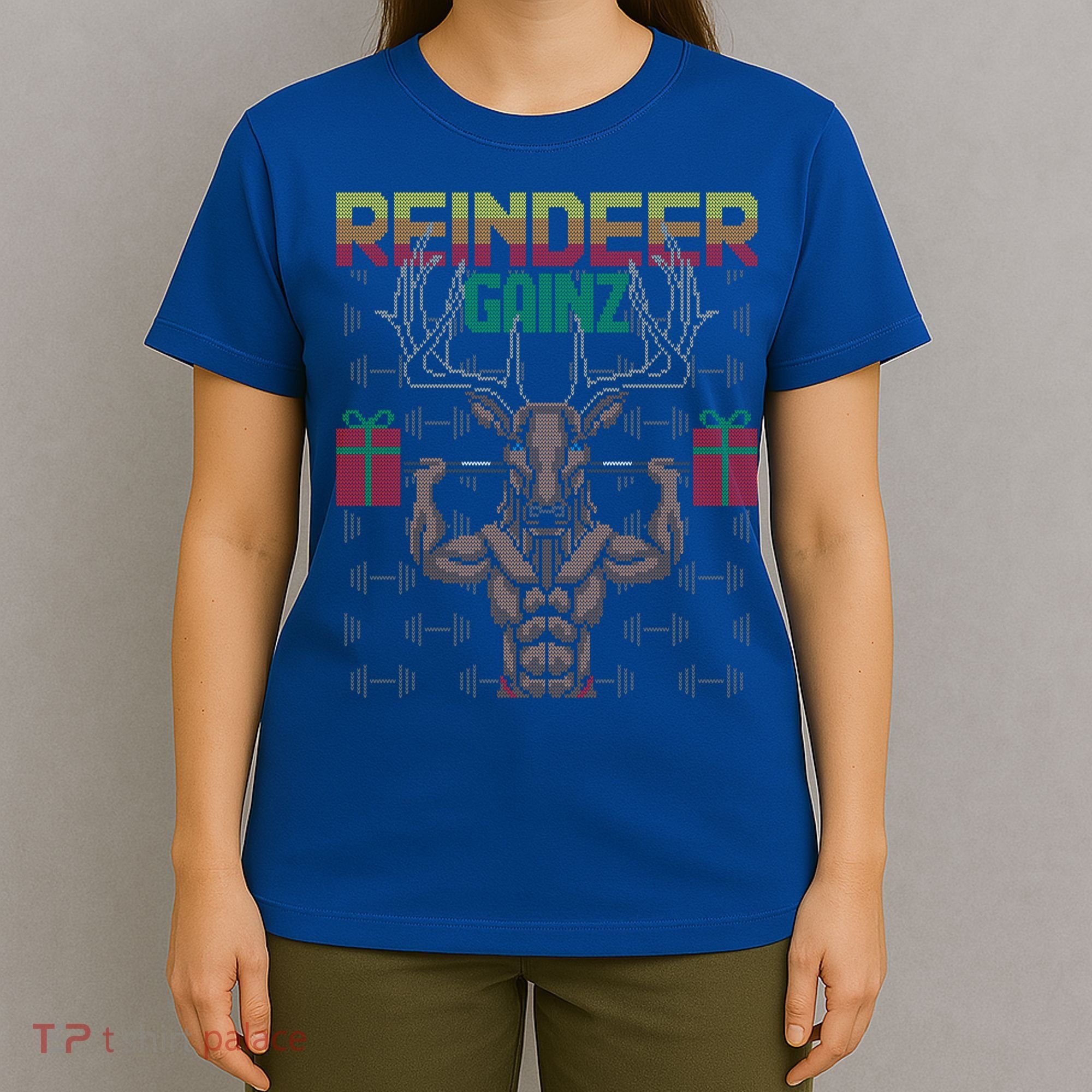 Reindeer Gainz Brodolf Ugly Christmas Sweater Gym Workout Great Gift T-Shirt