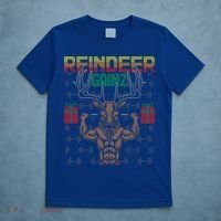 Reindeer Gainz Brodolf Ugly Christmas Sweater Gym Workout Great Gift T-Shirt thumb 5