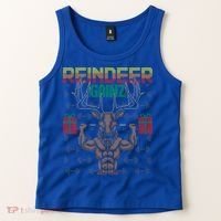 Reindeer Gainz Brodolf Ugly Christmas Sweater Gym Workout Great Gift Tank Top thumb 2