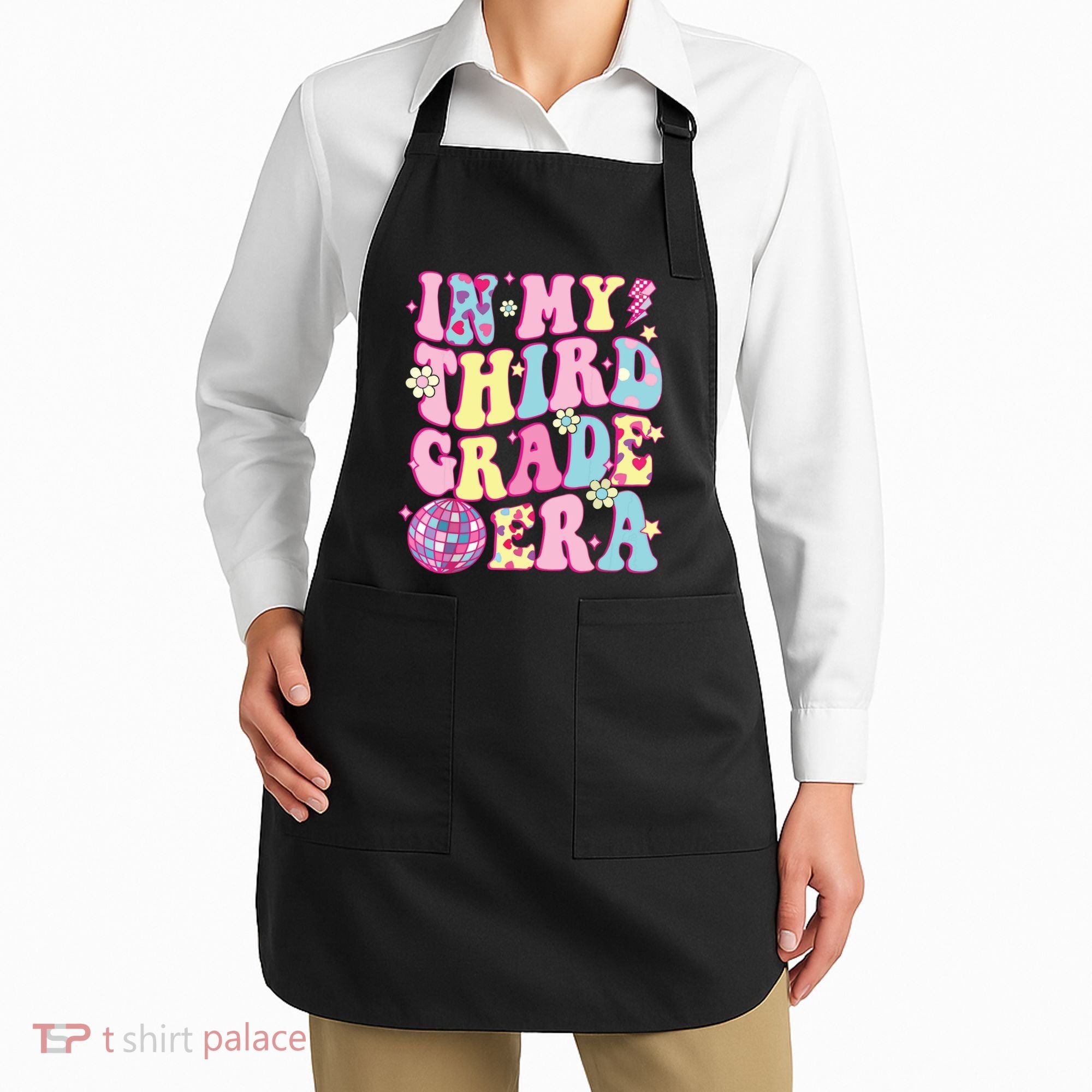 Retro Groovy Back To School In My Third Grade Era Apron