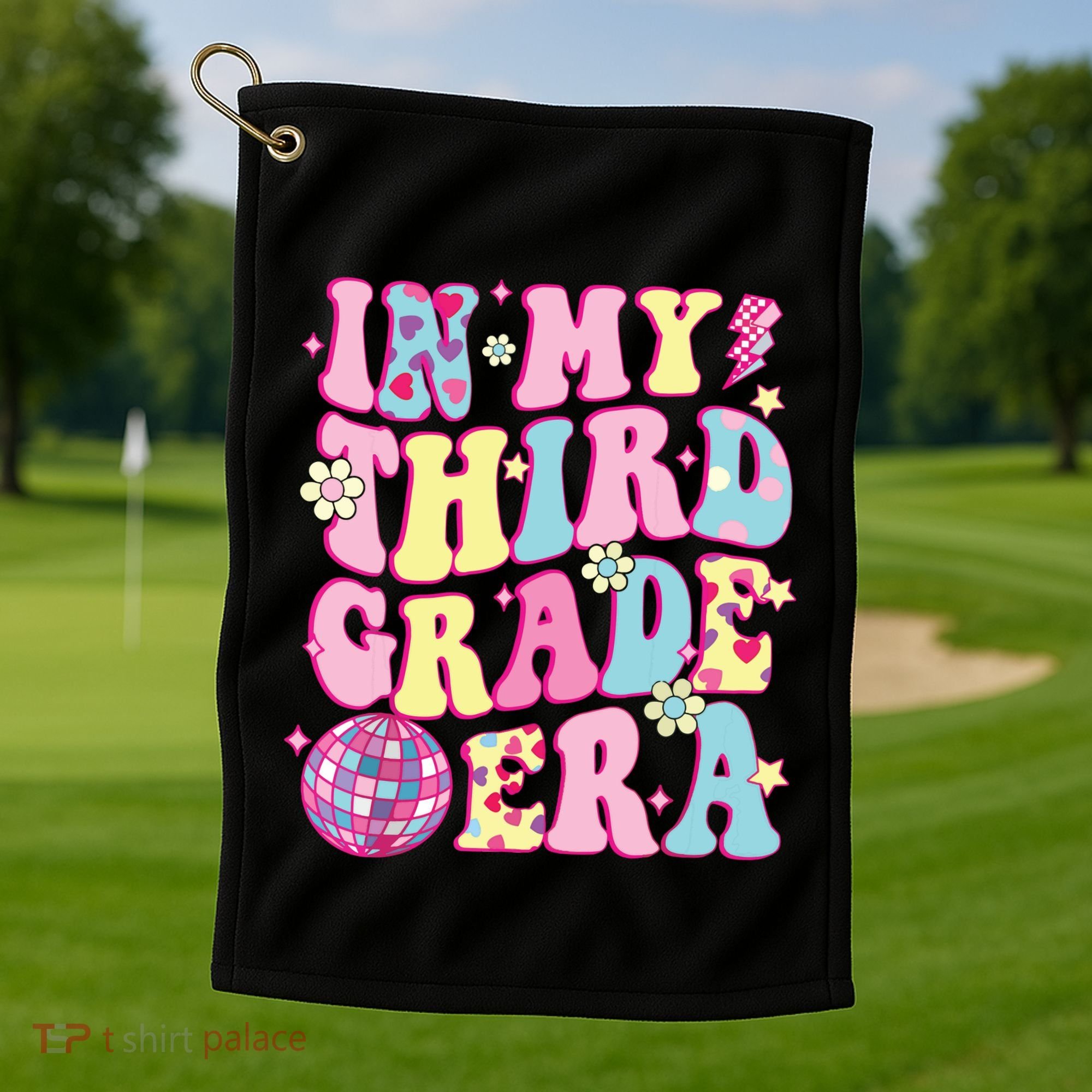 Retro Groovy Back To School In My Third Grade Era Golf Towel