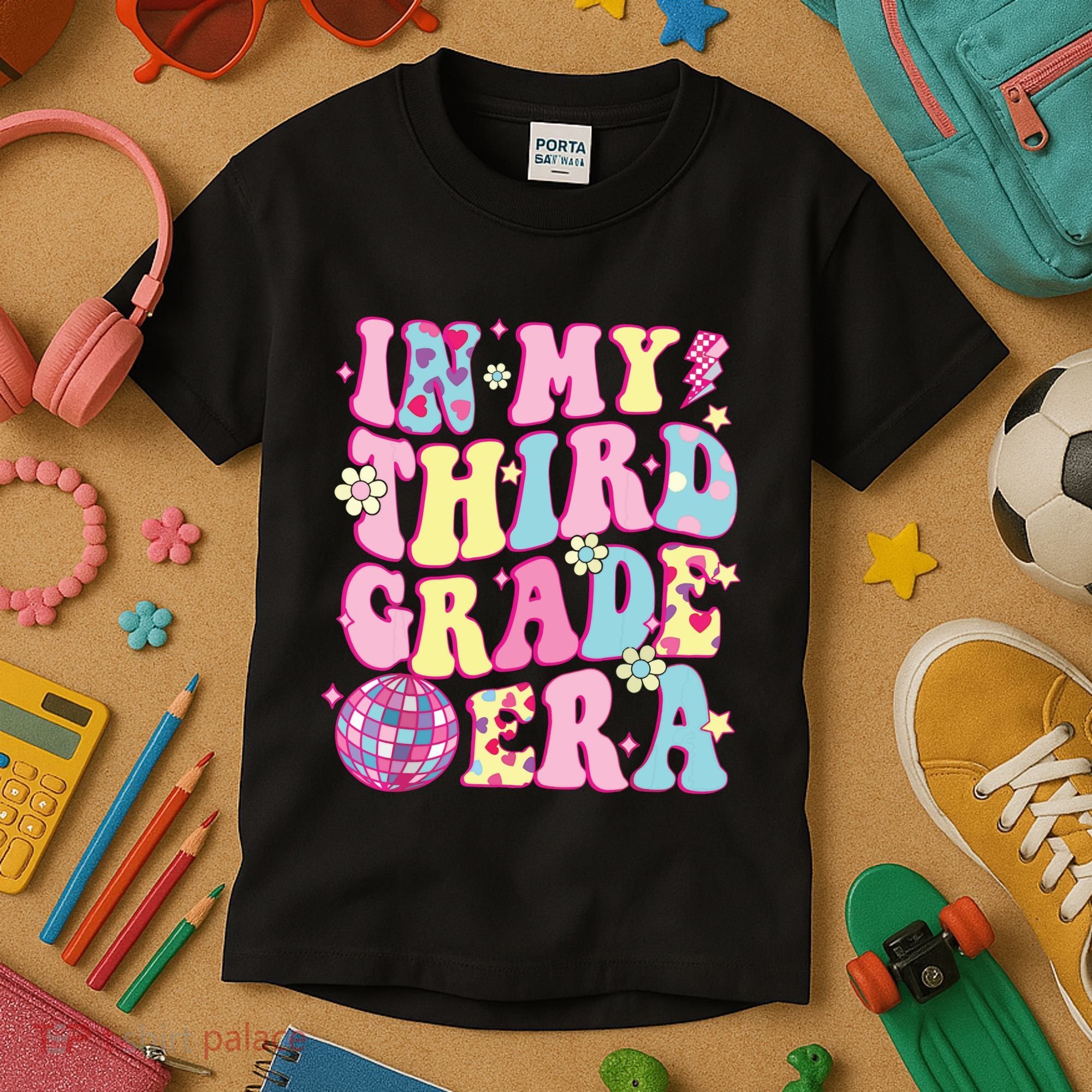 Retro Groovy Back To School In My Third Grade Era Kids T-Shirt