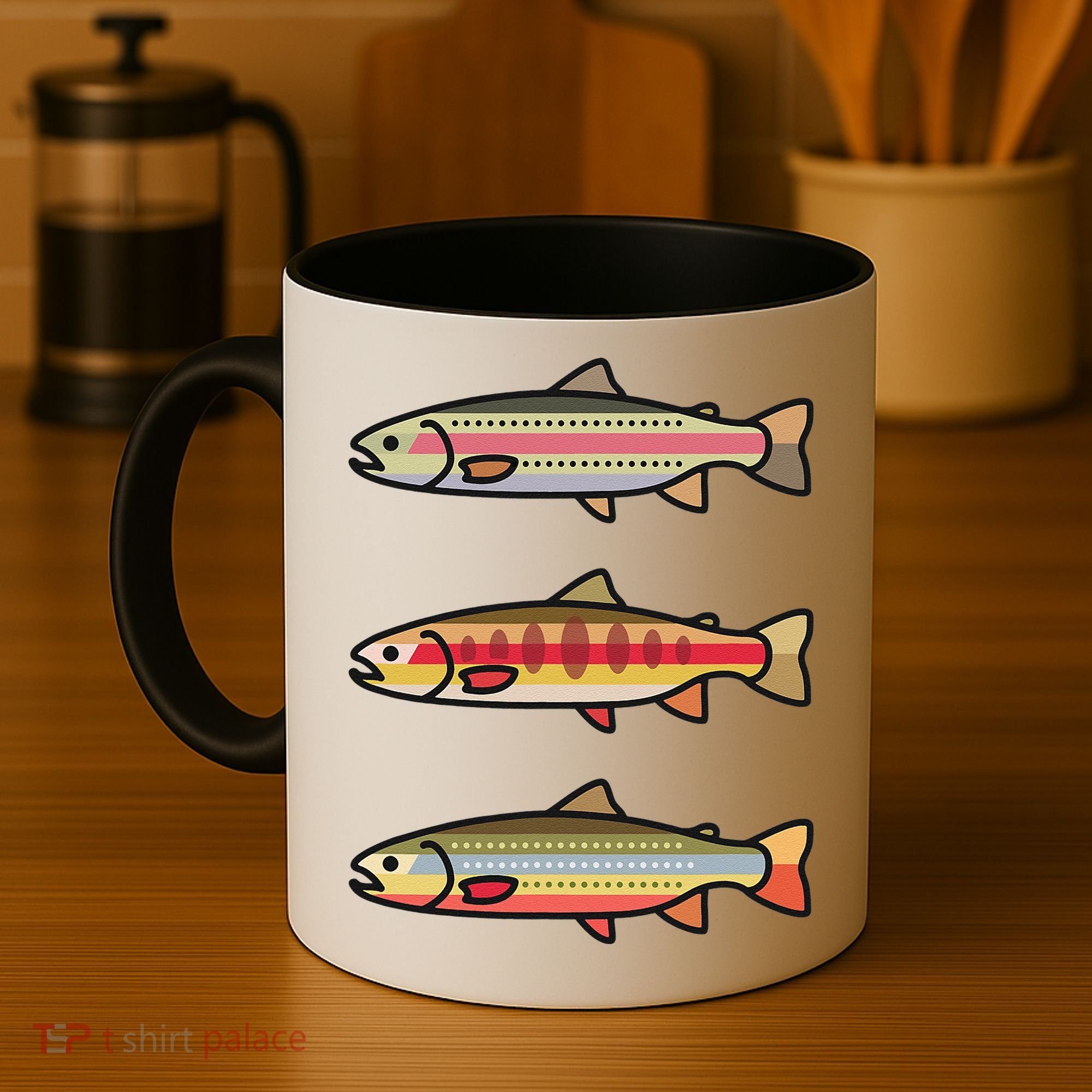 Rainbow Golden Brook Trout Fishing Anglers Coffee Mug