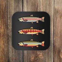 Rainbow Golden Brook Trout Fishing Anglers Coaster thumb 0