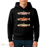 Rainbow Golden Brook Trout Fishing Anglers Kids Hoodie thumb 4