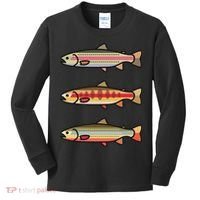 Rainbow Golden Brook Trout Fishing Anglers Kids Long Sleeve Shirt thumb 0