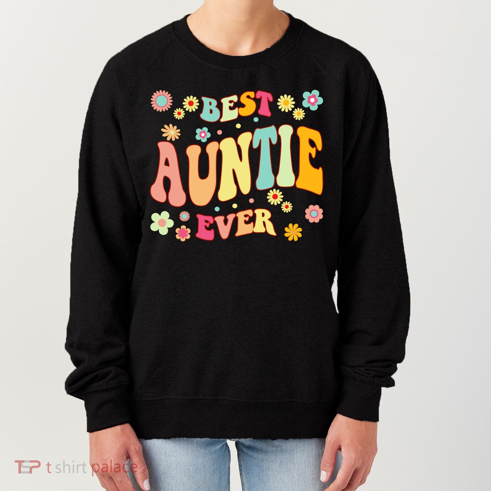 Retro Groovy Best Auntie Ever Mothers Day Funny Gift Women's Sweatshirt