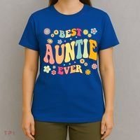 Retro Groovy Best Auntie Ever Mothers Day Funny Gift T-Shirt thumb 4