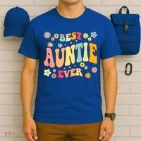 Retro Groovy Best Auntie Ever Mothers Day Funny Gift T-Shirt thumb 6