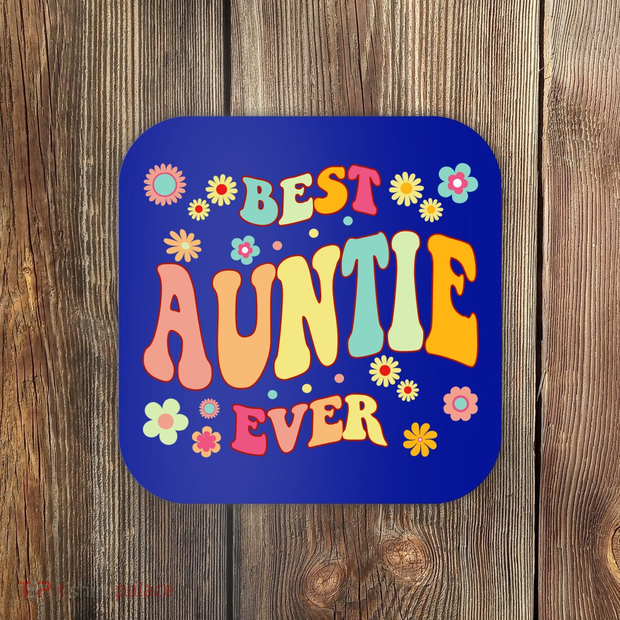Retro Groovy Best Auntie Ever Mothers Day Funny Gift Coaster