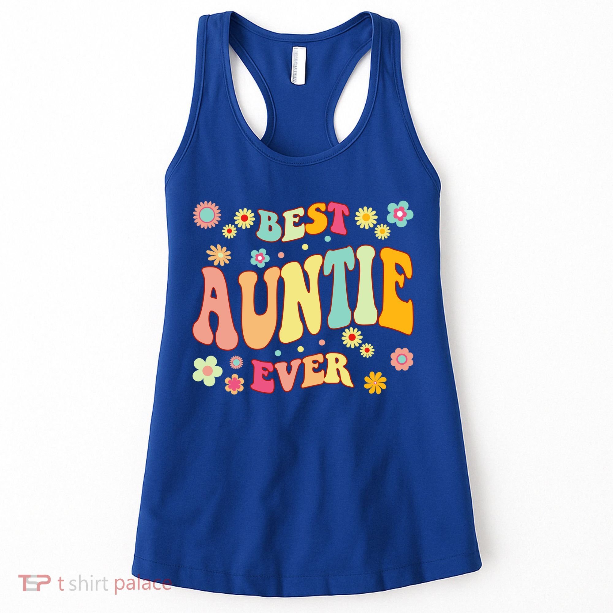 Retro Groovy Best Auntie Ever Mothers Day Funny Gift Women's Tank Top