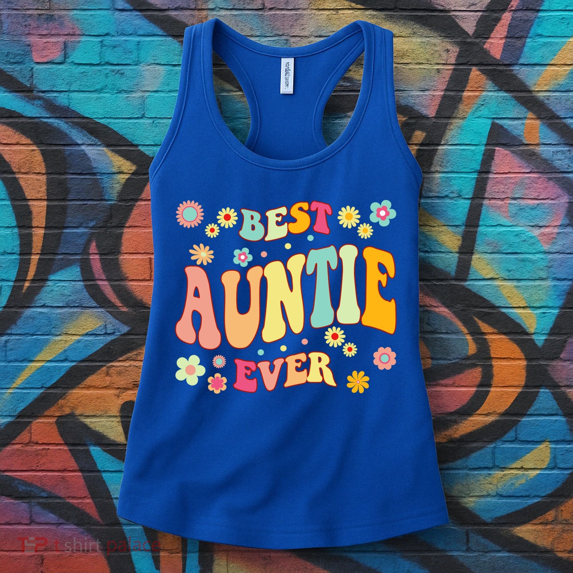 Retro Groovy Best Auntie Ever Mothers Day Funny Gift Women's Tank Top