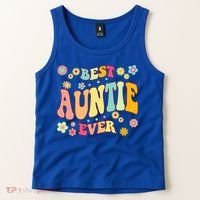 Retro Groovy Best Auntie Ever Mothers Day Funny Gift Tank Top thumb 2