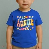 Retro Groovy Best Auntie Ever Mothers Day Funny Gift Toddler T-Shirt thumb 2