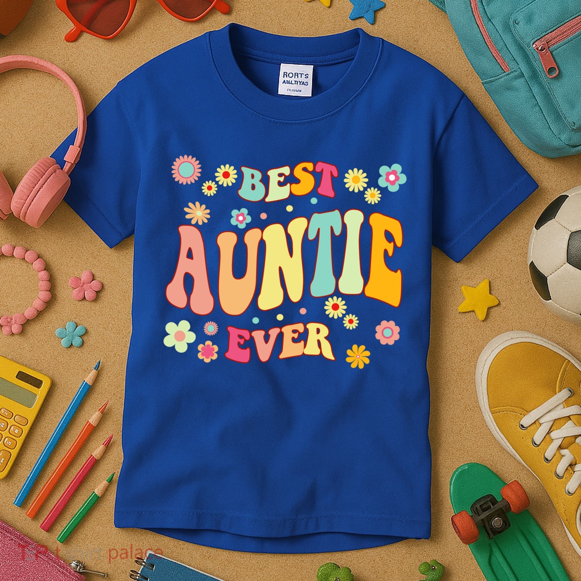 Retro Groovy Best Auntie Ever Mothers Day Funny Gift Kids T-Shirt