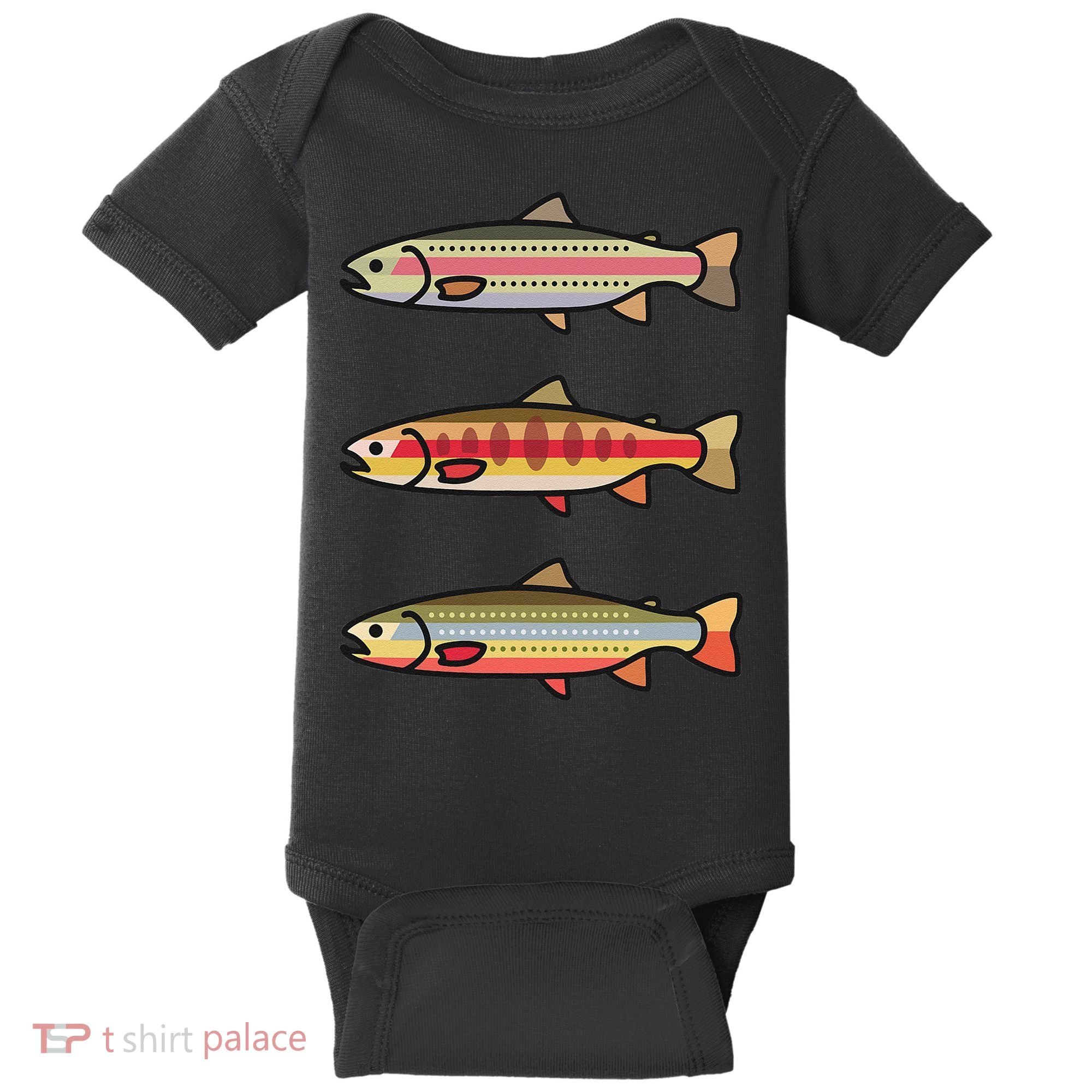 Rainbow Golden Brook Trout Fishing Gift For Anglers Baby Bodysuit