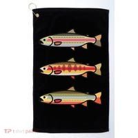 Rainbow Golden Brook Trout Fishing Gift For Anglers Golf Towel thumb 0