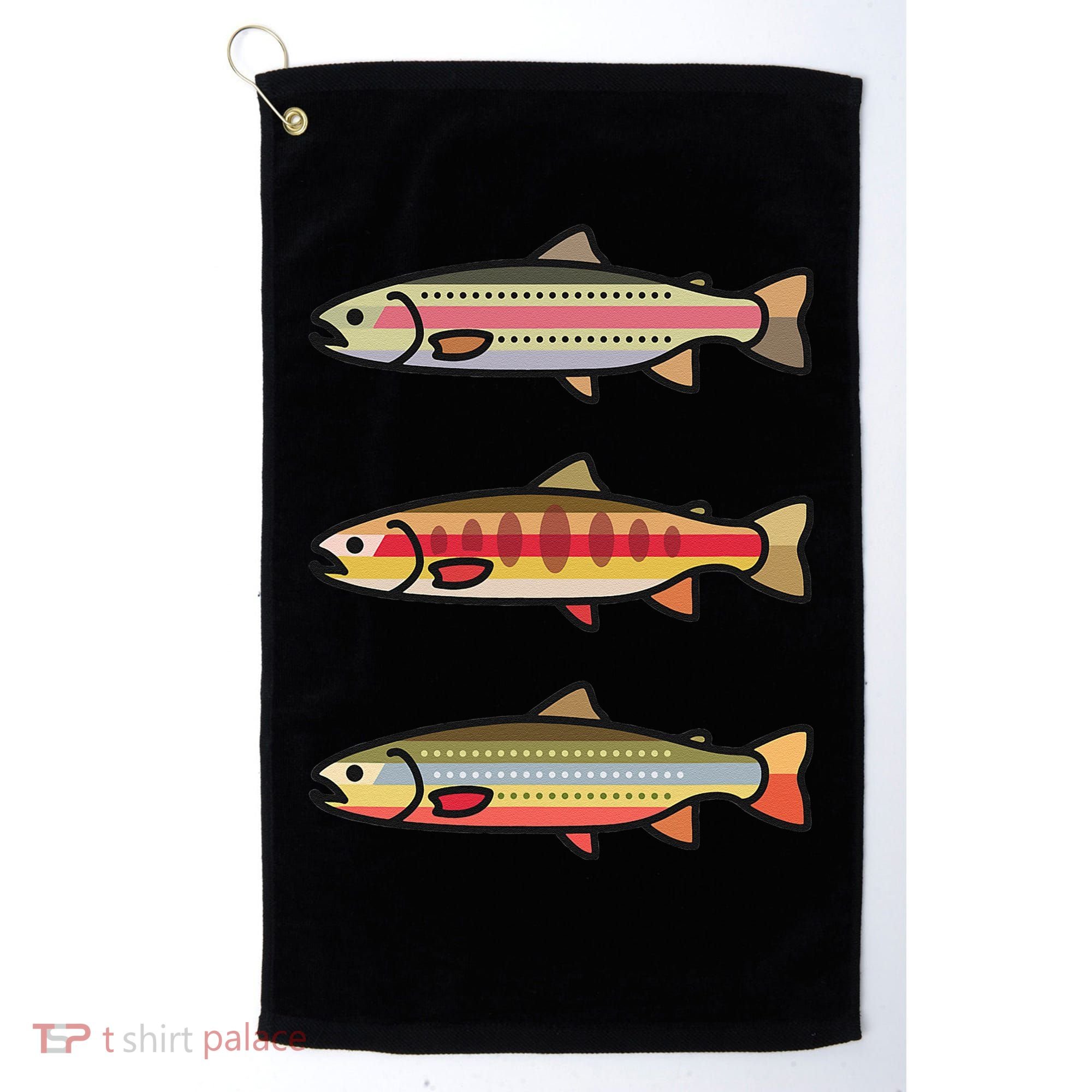 Rainbow Golden Brook Trout Fishing Gift For Anglers Golf Towel