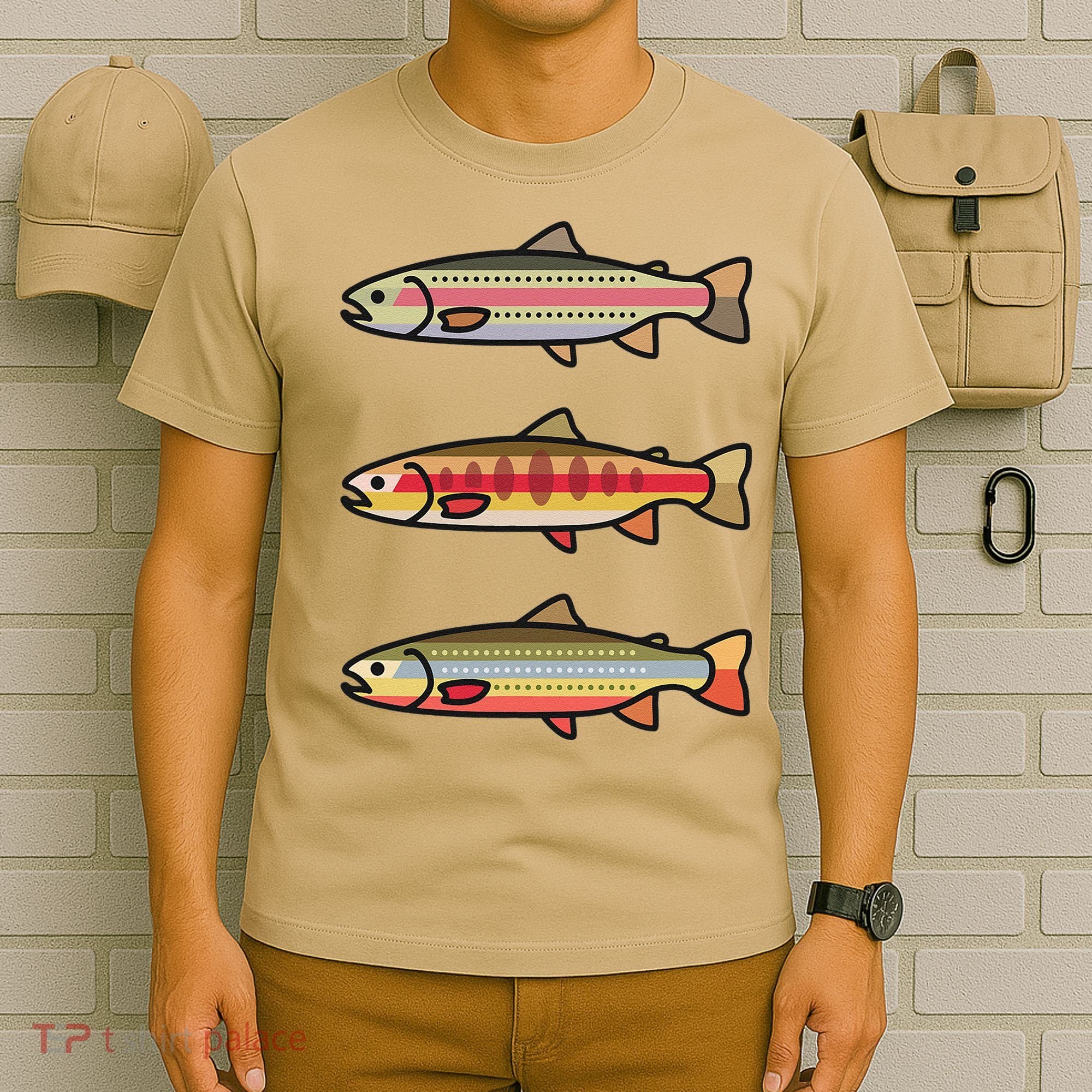 Rainbow Golden Brook Trout Fishing Gift For Anglers T-Shirt