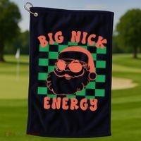 Retro Groovy Big Nick Santa Energy Christmas Trendy 2022 Golf Towel thumb 1