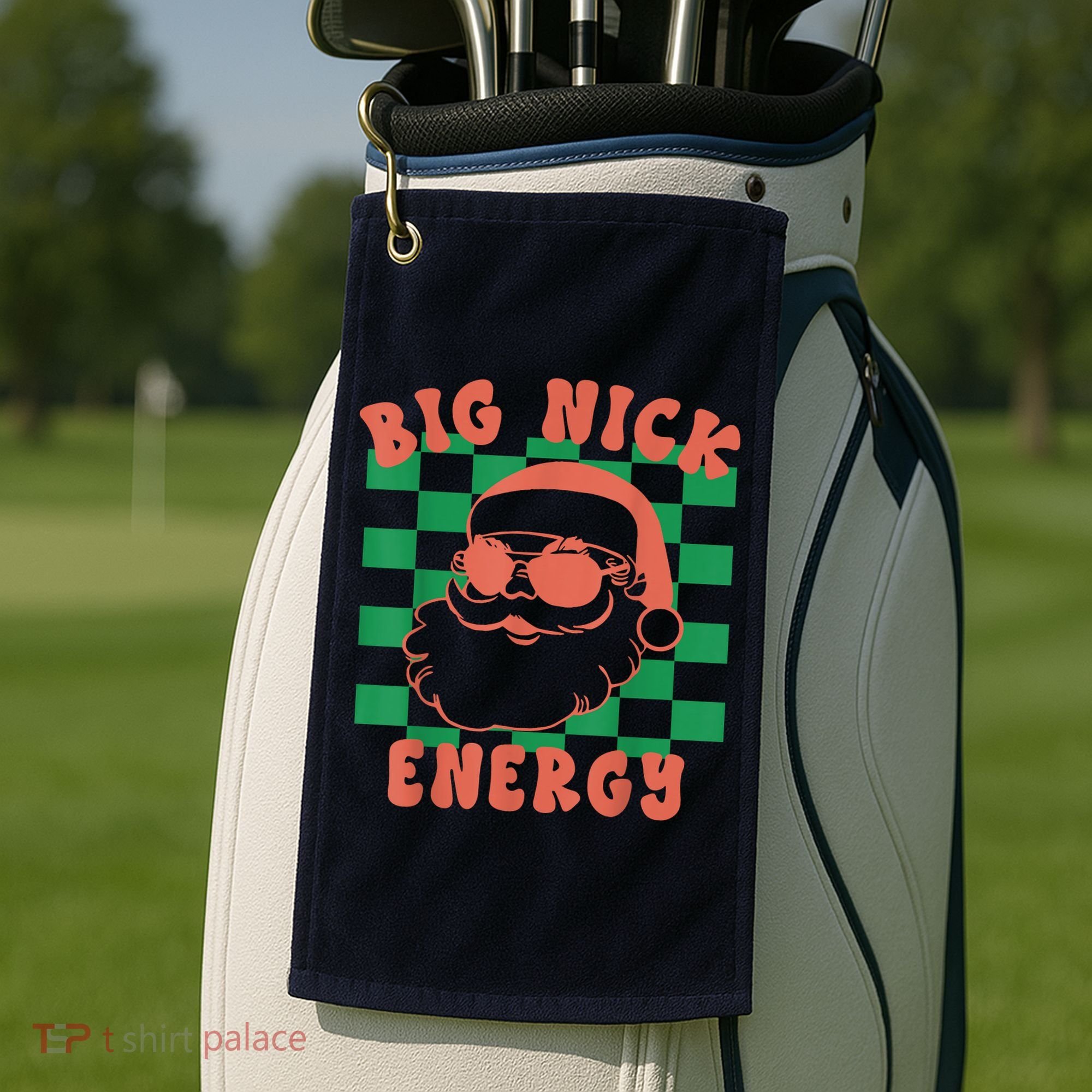 Retro Groovy Big Nick Santa Energy Christmas Trendy 2022 Golf Towel