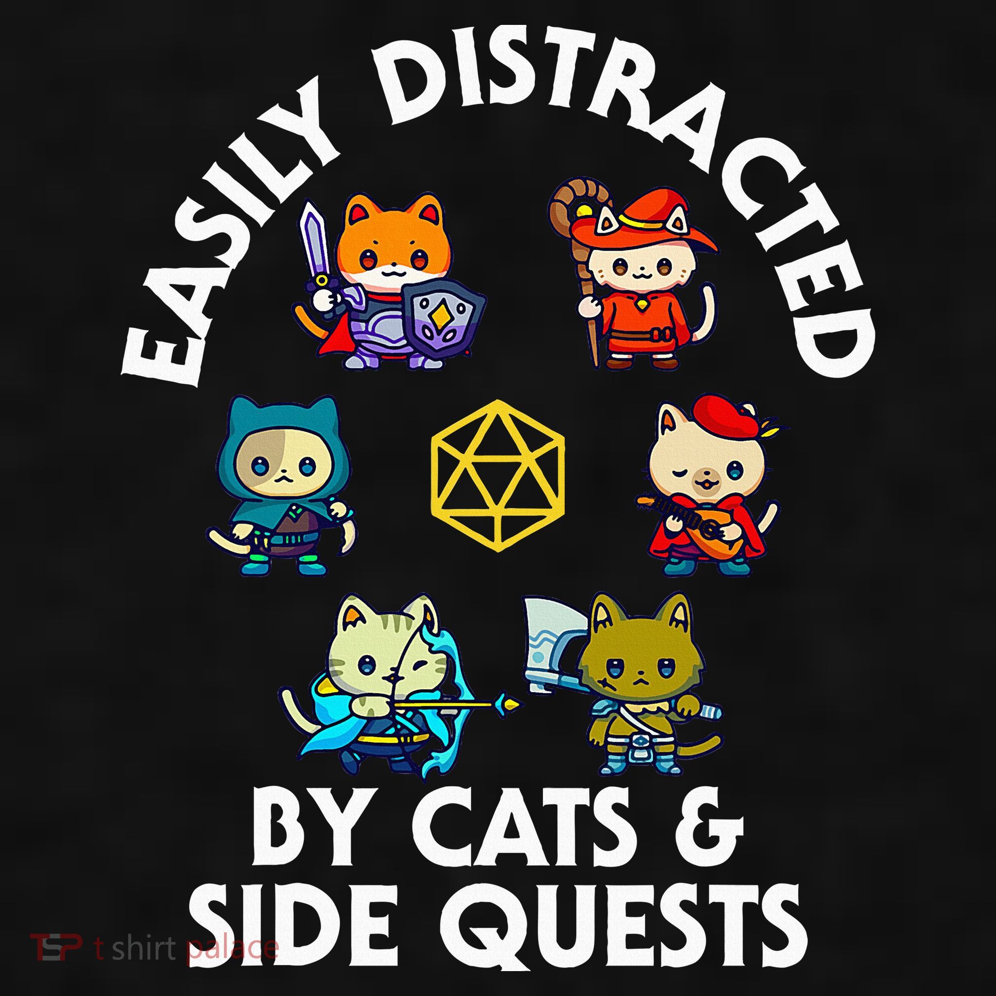 Rpg Gamer Cats Side Quests D20 Dice Nerdy Cat Ladies PosiCharge Tri-Blend Wicking Tank