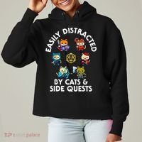 Rpg Gamer Cats Side Quests D20 Dice Nerdy Cat Ladies Heavyweight Boxy Pullover Hoodie thumb 0