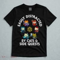 Rpg Gamer Cats Side Quests D20 Dice Nerdy Cat T-Shirt thumb 5