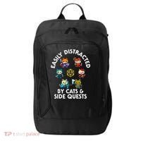 Rpg Gamer Cats Side Quests D20 Dice Nerdy Cat City Backpack thumb 0