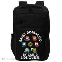 Rpg Gamer Cats Side Quests D20 Dice Nerdy Cat Impact Tech Backpack thumb 0