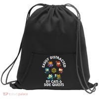 Rpg Gamer Cats Side Quests D20 Dice Nerdy Cat Sweatshirt Cinch Pack Bag thumb 0
