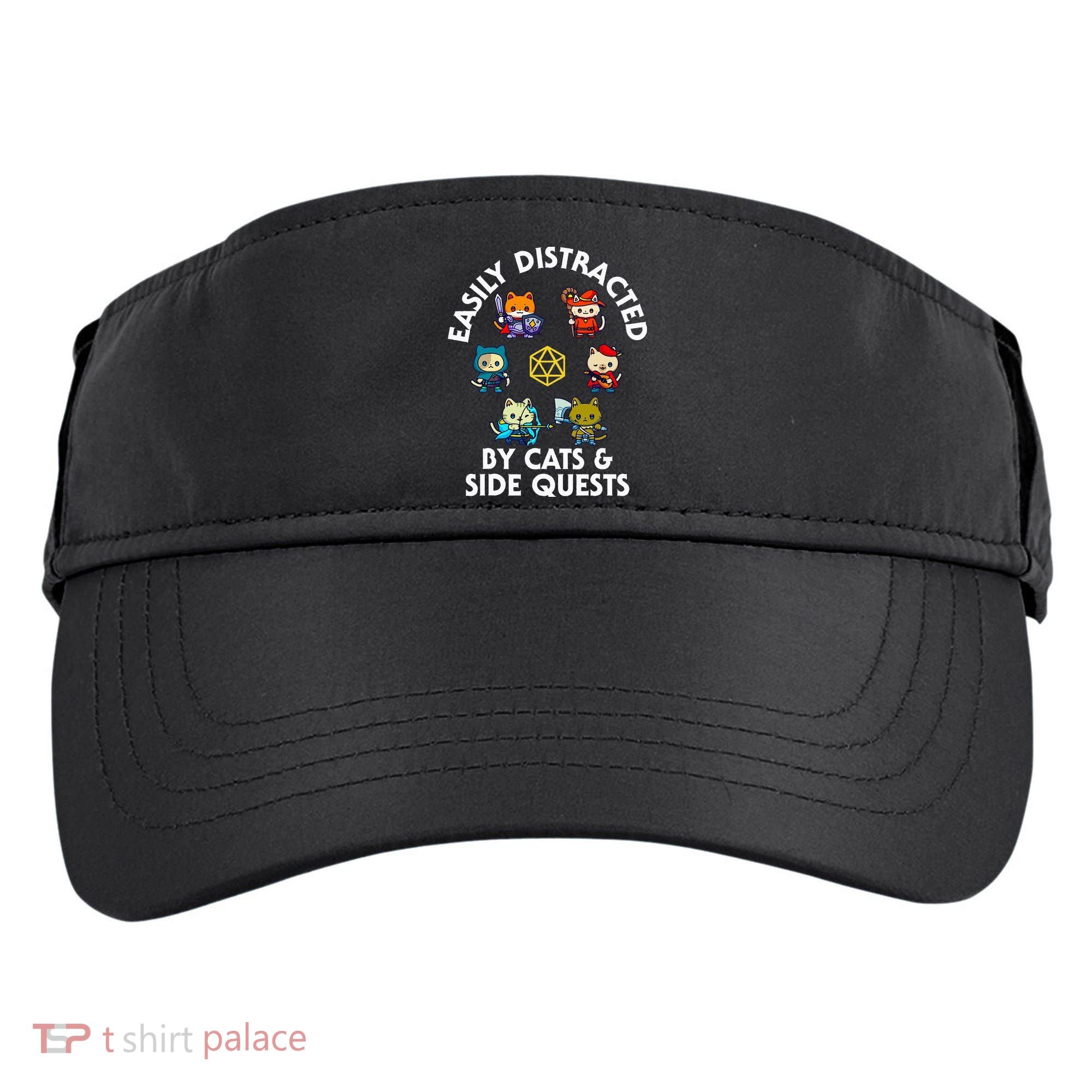 Rpg Gamer Cats Side Quests D20 Dice Nerdy Cat Adult Drive Performance Visor