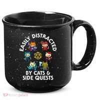 Rpg Gamer Cats Side Quests D20 Dice Nerdy Cat 15oz Campfire Ceramic Mug thumb 0